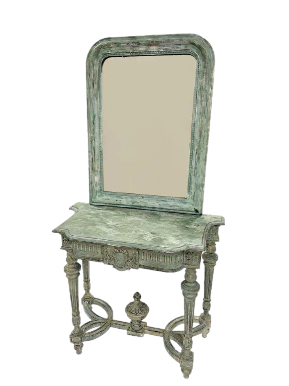 19th Century French Painted Console Table and Mirror