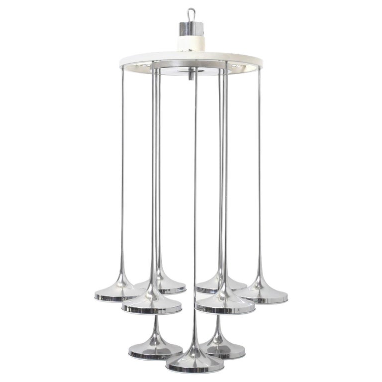 Space Age Chrome Italian Chandelier, 1970