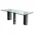 Italian Black Marble and Glass Dining Table by Massimo Vignelli 1980s
