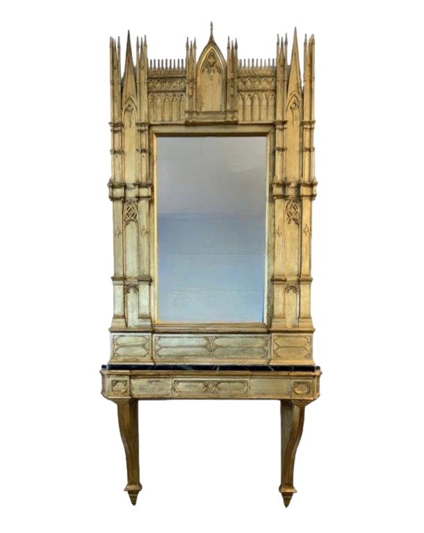 Italian Gothic Style Console with Mirror