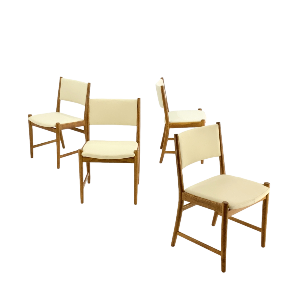 Danish Oak Dining Chair with new upholstery Attributed to Kurt Ostervig set of 4